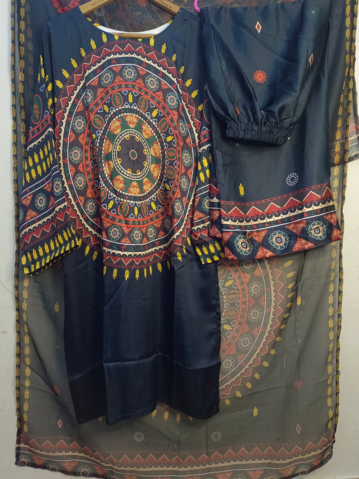 Three piece silk suit