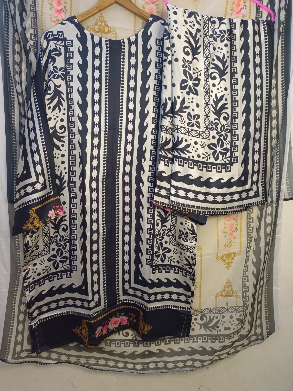 Three piece silk suit