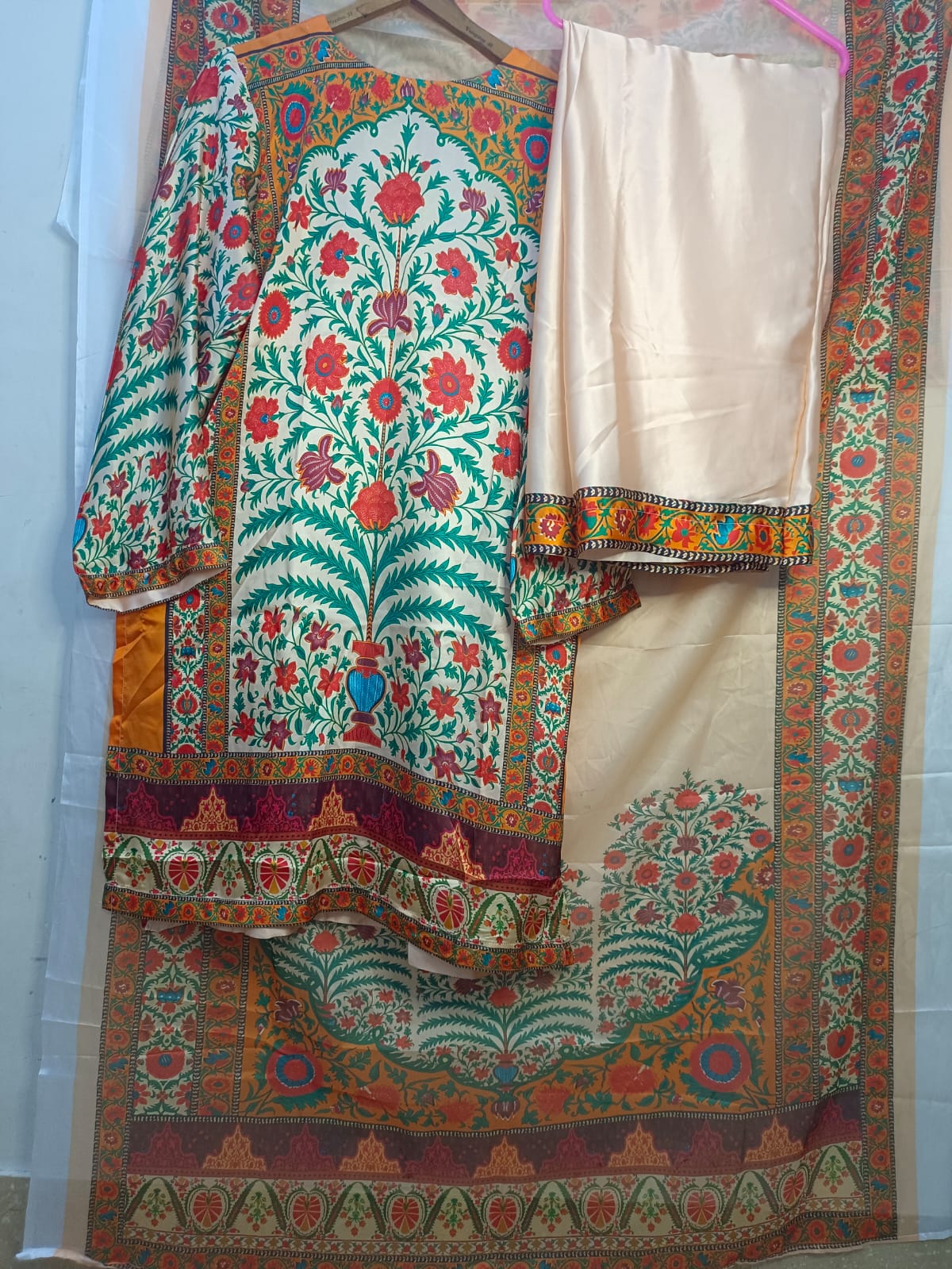 Three piece silk suit